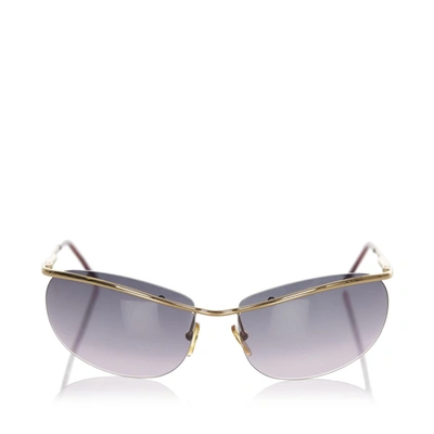 Pre-owned Gucci Square Tinted Sunglasses In Gold