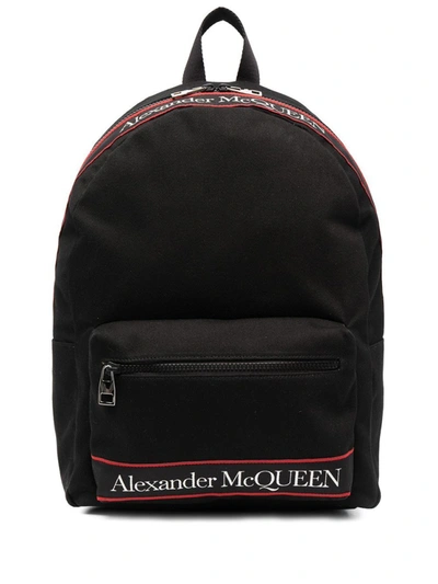 Shop Alexander Mcqueen Backpack With Printed Logo In Black