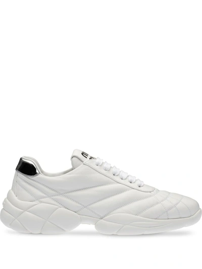 Shop Miu Miu White Panelled Low-top Sneakers