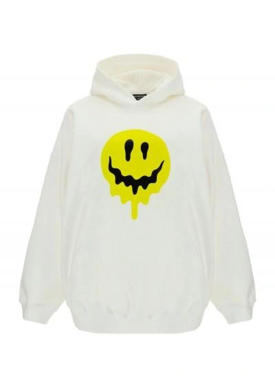 Shop Balenciaga Hoodie With Graphic Print In White