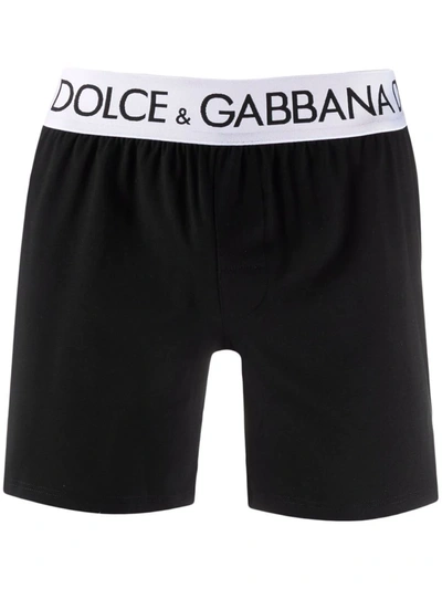Shop Dolce & Gabbana Logo-waistband Boxer Shorts In Black
