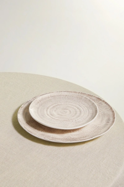 Shop Brunello Cucinelli Set Of Two Glazed Ceramic Plates In Off-white