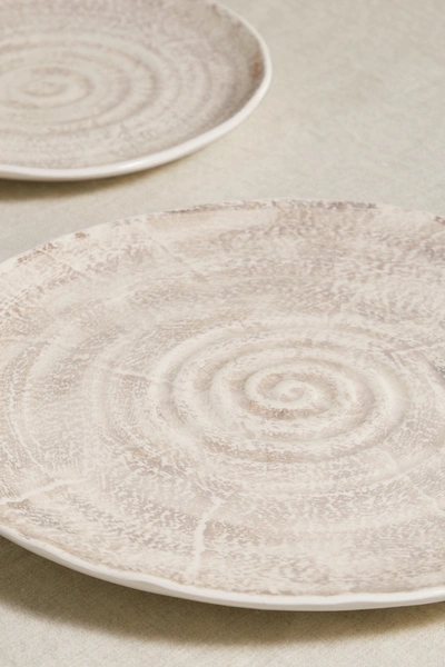 Shop Brunello Cucinelli Set Of Two Glazed Ceramic Plates In Off-white