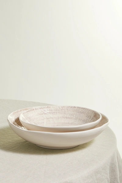 Shop Brunello Cucinelli Set Of Two Glazed Ceramic Bowls In Off-white