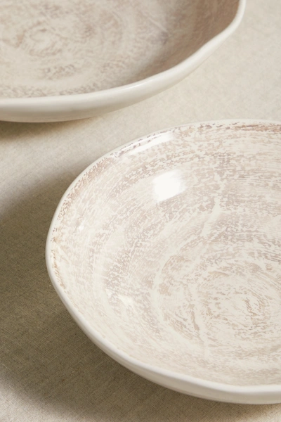 Shop Brunello Cucinelli Set Of Two Glazed Ceramic Bowls In Off-white