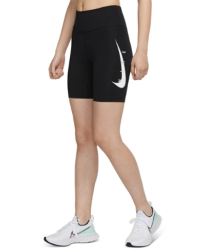 Shop Nike Women's Swoosh Bike Shorts In Black/reflective Silv