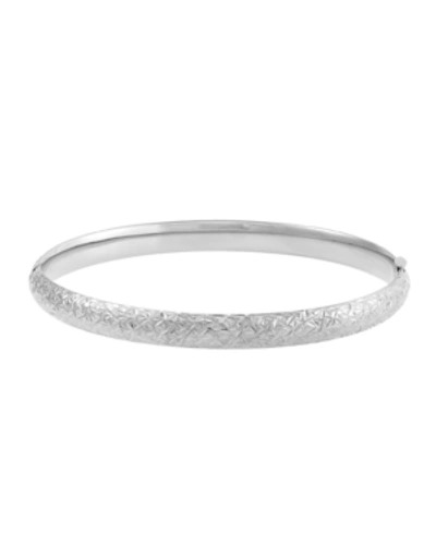 Shop Macy's Textured Bangle Bracelet In 10k Gold, White Gold And Rose Gold