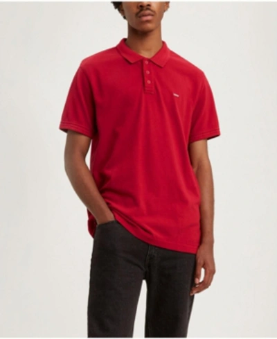 Shop Levi's Men's Housemark Regular Fit Short Sleeve Polo Shirt In Crimson