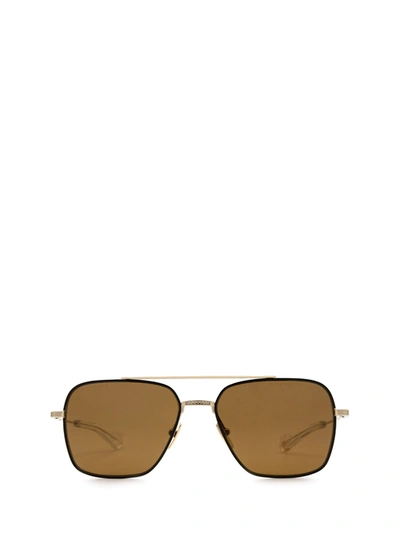 Shop Dita Eyewear Square Frame Aviator Sunglasses In Gold