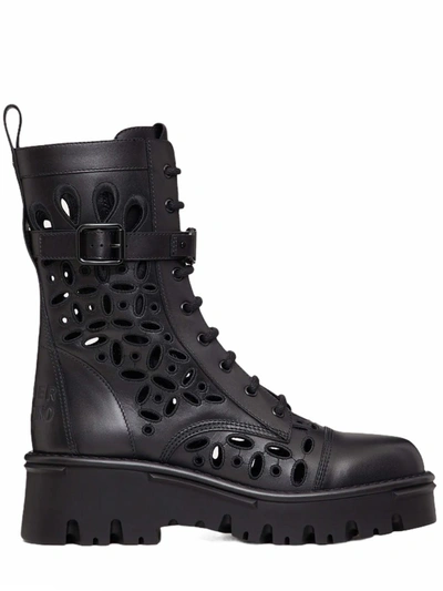 Valentino Garavani Atelier San Gallo 08 Edition Leather Combat Boots In  Black | ModeSens