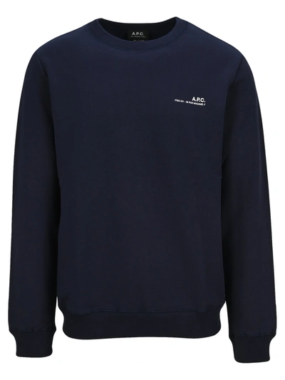 Shop Apc A.p.c. Item Logo Embroidered Crewneck Sweatshirt In Navy