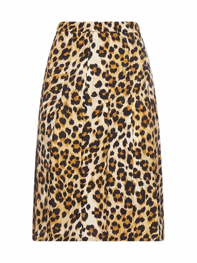 Shop Moschino Pleated Animal Print Skirt In Multi