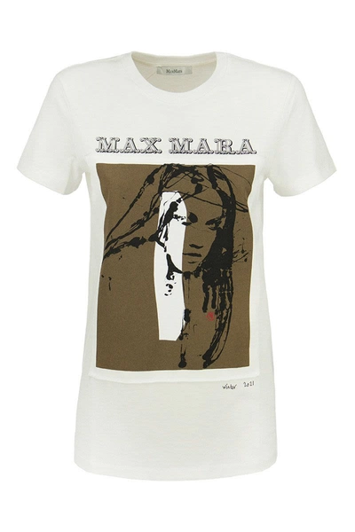 Shop Max Mara Divina - Logo Print T-shirt In White
