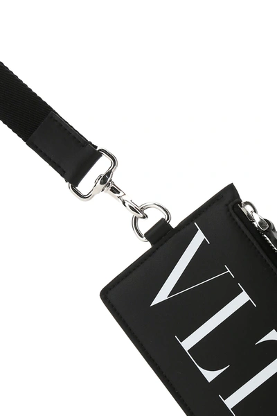 Shop Valentino Black Leather Card Holder Black  Garavani Uomo Tu