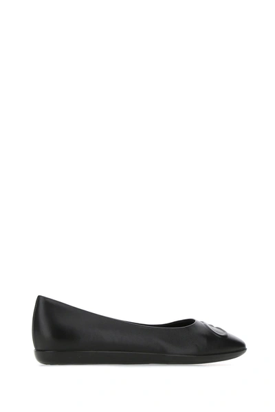 Shop Ferragamo Black Leather Gancini Ballerinas  Nd Salvatore  Donna 7