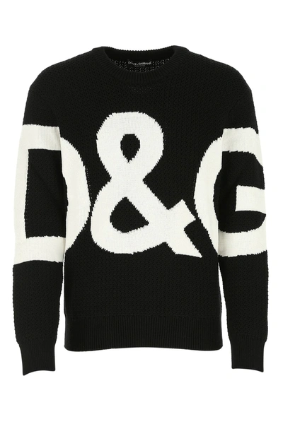 Shop Dolce & Gabbana Logo Intarsia Crewneck Jumper In Black