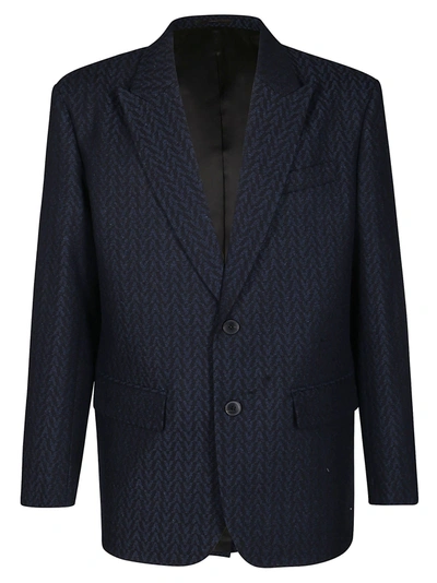 Shop Valentino Optical Motif Detailed Jacket In Blue