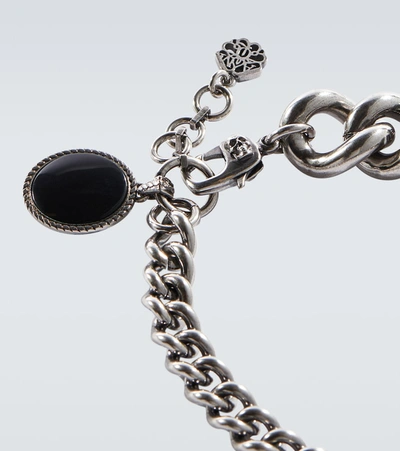 Shop Alexander Mcqueen Chain-link Pendant Bracelet In Silver