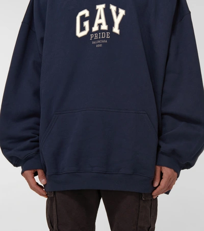 Shop Balenciaga Pride Hooded Sweatshirt In Blue