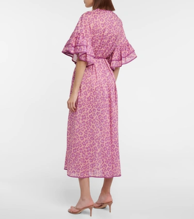 Shop Zimmermann Teddy Leopard-print Cotton Midi Dress In Pink