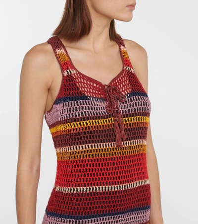 Shop Anna Kosturova Marsala Striped Crochet Maxi Dress In Multicoloured
