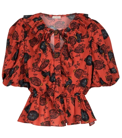 Shop Ulla Johnson Nadya Floral Cotton-blend Blouse In Red