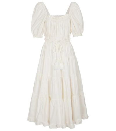 Shop Ulla Johnson Iliana Cotton Midi Dress In White