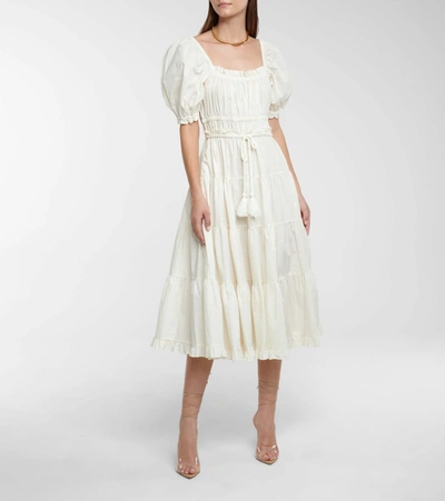 Shop Ulla Johnson Iliana Cotton Midi Dress In White