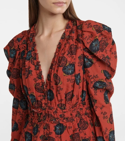 Shop Ulla Johnson Windsor Floral Cotton-blend Minidress In Red