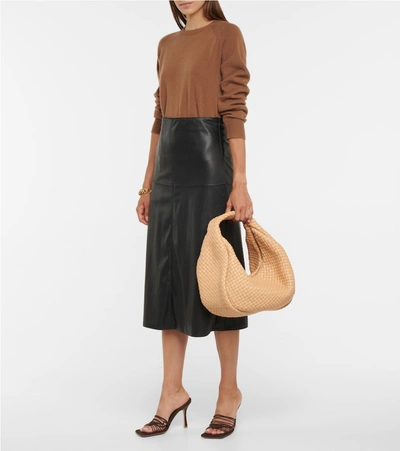 Shop Max Mara Carioca Faux Leather Skirt In Black