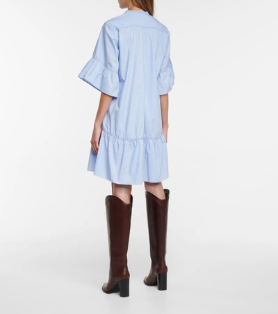 Shop Dorothee Schumacher Colourful Volumes Cotton Minidress In Blue