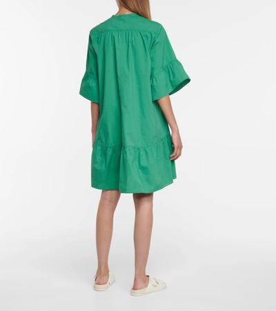 Shop Dorothee Schumacher Colourful Volumes Cotton Minidress In Green