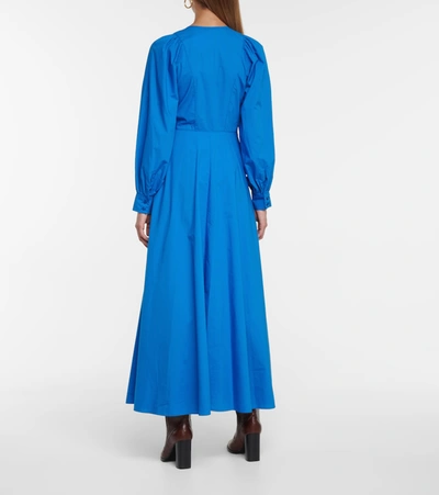 Shop Dorothee Schumacher Colourful Volumes Cotton Maxi Dress In Blue