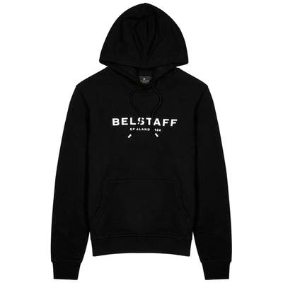 Shop Belstaff Black Logo Hooded Cotton Sweatshirt