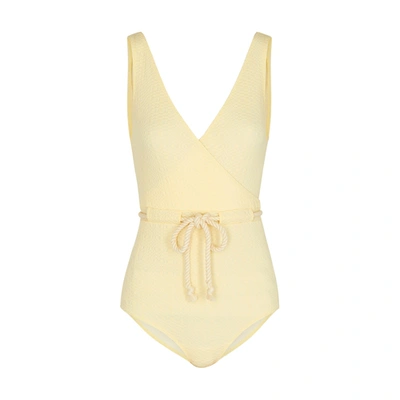 Shop Lisa Marie Fernandez Yasmin Yellow Belted Swimsuit