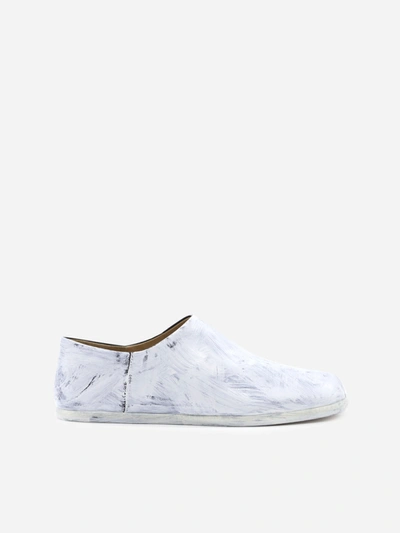 Shop Maison Margiela Tabi Bianchetto Leather Slip-on Loafers In White