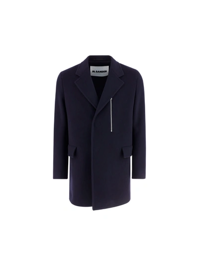 Shop Jil Sander Coat In Dark Blue