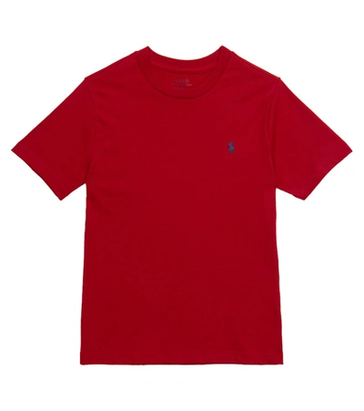 Shop Polo Ralph Lauren Embroidered Cotton T-shirt In Red