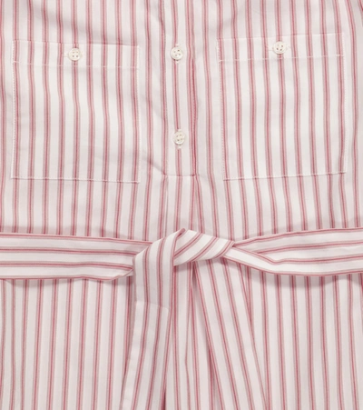 Shop Bonpoint Striped Buttoned Cotton Dress In Pink