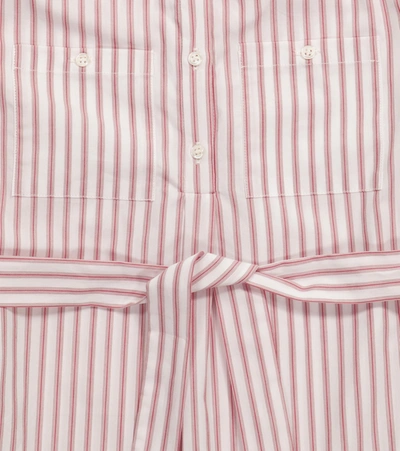 Bonpoint Striped Buttoned Cotton Dress In Pink
