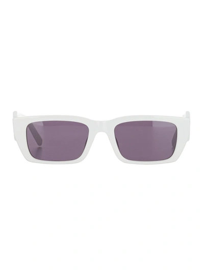 Shop Palm Angels Rectangular Frame Sunglasses In White