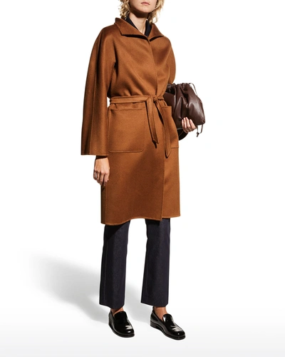 Shop Max Mara Lilia Belted Cashmere Coat In Tobacco