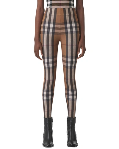 Burberry: Brown Check Leggings