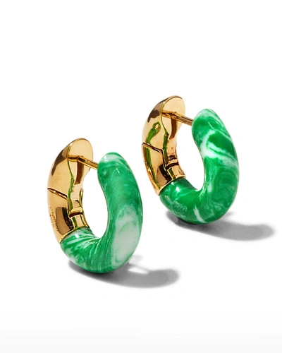 Shop Bottega Veneta Green Agate Hoop Earrings In Multicolor