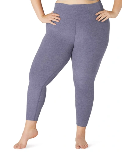 Shop Beyond Yoga Plus Size High-waist Space-dye Midi Leggings In Fig Heather
