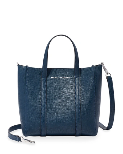 Shop Marc Jacobs Mini Leather Crossbody Tote Bag In Blue Sea