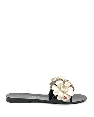 Shop Kate Spade Jaylee 3d Flower Ladybug Sandals In Black/french Crea