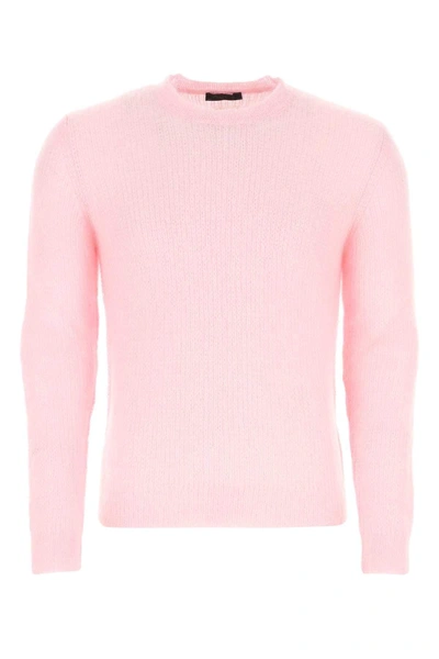 Shop Prada Crewneck Knit Jumper In Pink