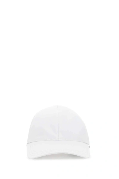 Shop Prada Logo Plaque Baseball Cap In White