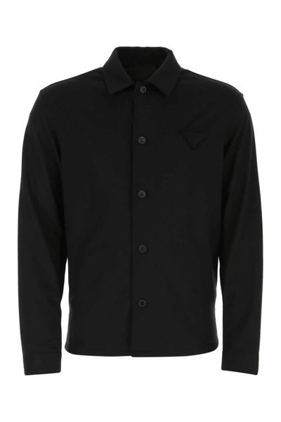 Shop Prada Long Sleeve Buttoned Shirt In Navy